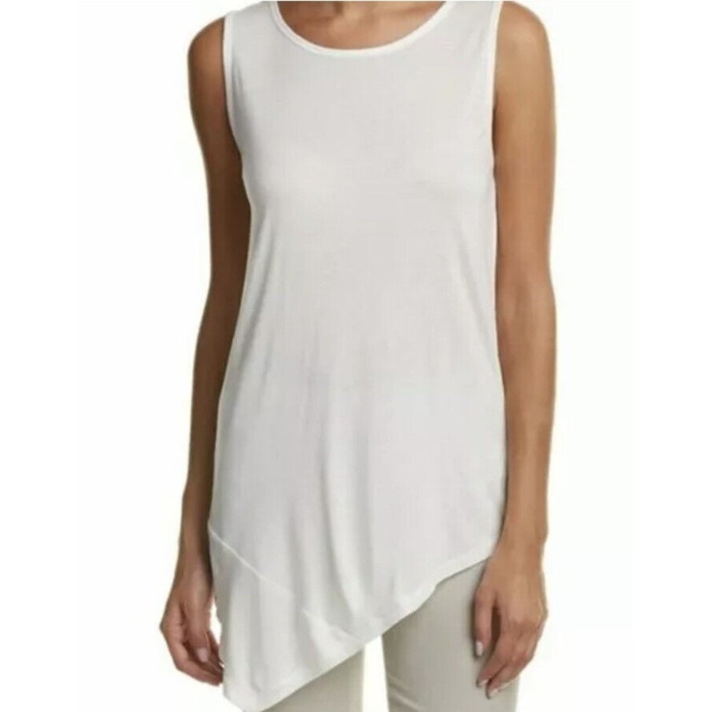 CAbi 5070 Grazie White Asymmetrical Tunic Sleeveless Top A16